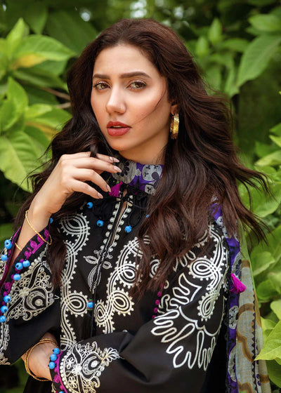 Mahira Khan - 3PCS EMBROIDERED