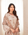 3PC DHANAK EMBROIDERED SHIRT WITH HEAVY CUTWORK EMBROIDERED DHANAK SHAWL AND TROUSER | KF-003