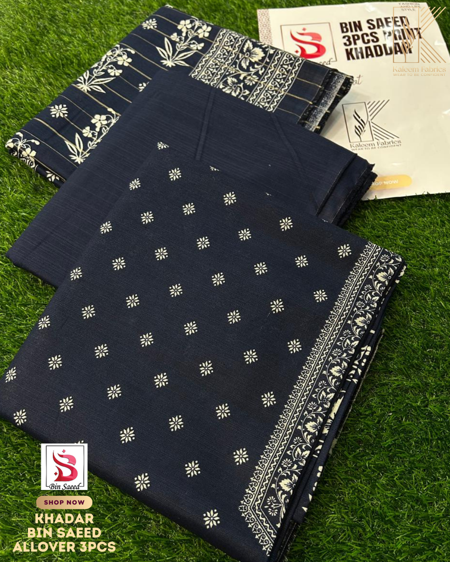 BIN SAEED PRINTED 3PCS KHADAR | DESIGN # 11