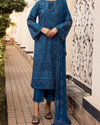 ZAINAB CHOTANI - 3PC CHIKENKARI LAWN EMBROIDERED SHIRT WITH MONARK PRINT DUPATTA & TROUSER | KF-4052