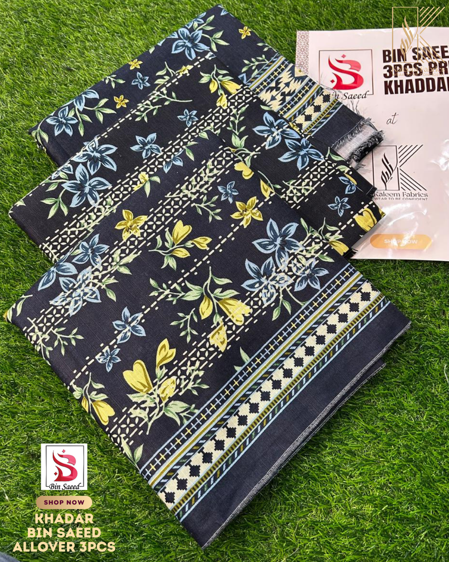 BIN SAEED PRINTED 3PCS KHADAR | DESIGN # 13