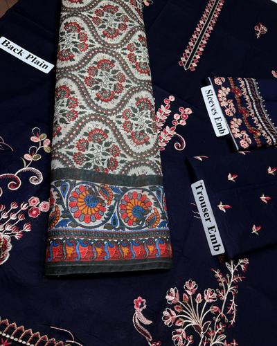 GARNET-3PC LAWN EMBROIDERED SHIRT WITH MONARK PRINT DUPATTA & LAWN TROUSER | 3540