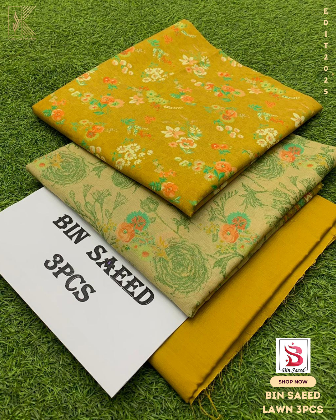 BIN SAEED PRINTED 3PCS LAWN | DESIGN # 10