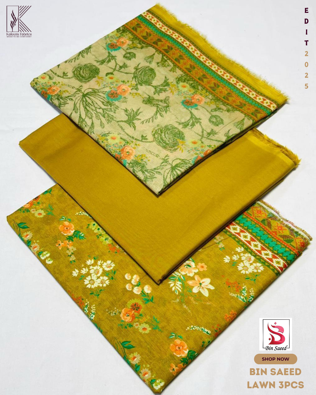 BIN SAEED PRINTED 3PCS LAWN | DESIGN # 10