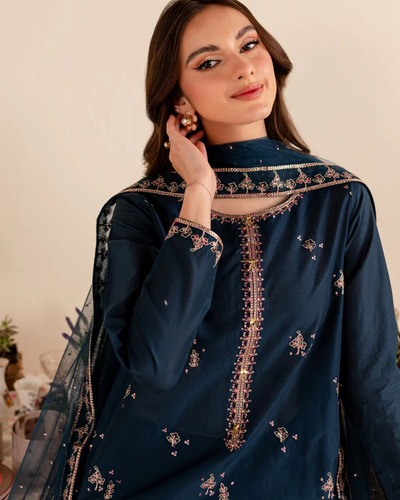 BATIK- 3PC DHANAK EMBROIDERED SHIRT DHANAK EMBROIDERED DUPATTA AND TROUSER-KF-3289