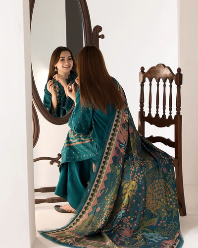 SOBIA NAZIR- 3PC LAWN EMBROIDERED SHIRT WITH MONARK PRINT DUPATTA AND TROUSER | KF-3570 B