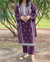 URGE-2PC DHANAK EMBROIDRED SHIRT WITH AND EMBROIDRED TROUSER | KF-3323-3324