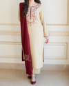 AISLING - 3PC DHANAK EMBROIDERED SHIRT WITH EMBROIDERED DHANAK SHAWL AND TROUSER-KF-3131