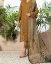 CHARIZMA - 3PC CHIKENKARI LAWN EMBROIDERED SHIRT WITH MONARK PRINT DUPATTA & TROUSER | KF-4052 MASTARD