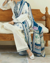 COCO BY ZAHRA SHAHJAHAN - 3PC LAWN EMBROIDERED SHIRT WITH MONARK PRINT DUPATTA & TROUSER |KF-3553