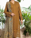 CHARIZMA - 3PC CHIKENKARI LAWN EMBROIDERED SHIRT WITH MONARK PRINT DUPATTA & TROUSER | KF-4052 MASTARD