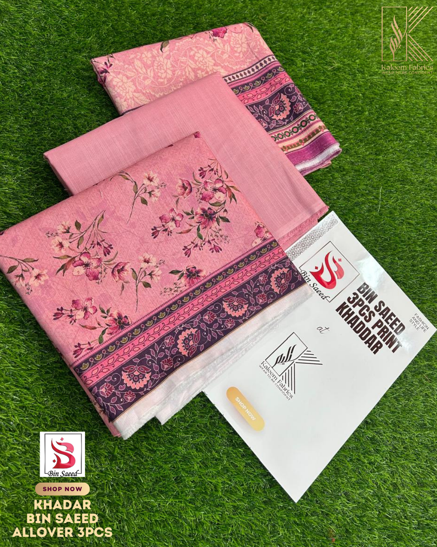 BIN SAEED PRINTED 3PCS KHADAR | DESIGN # 12