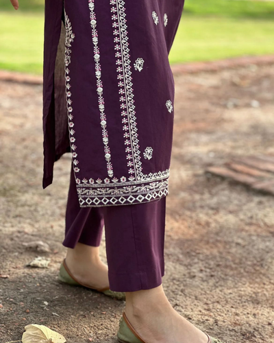 URGE-2PC DHANAK EMBROIDRED SHIRT WITH AND EMBROIDRED TROUSER | KF-3323-3324