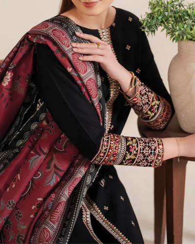 GARNET - 3PC LAWN EMBROIDERED SHIRT WITH LAWN EMBROIDERED DUPATTA AND LAWN TROUSER | KF-3532