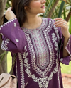 URGE-2PC DHANAK EMBROIDRED SHIRT WITH AND EMBROIDRED TROUSER | KF-3323-3324