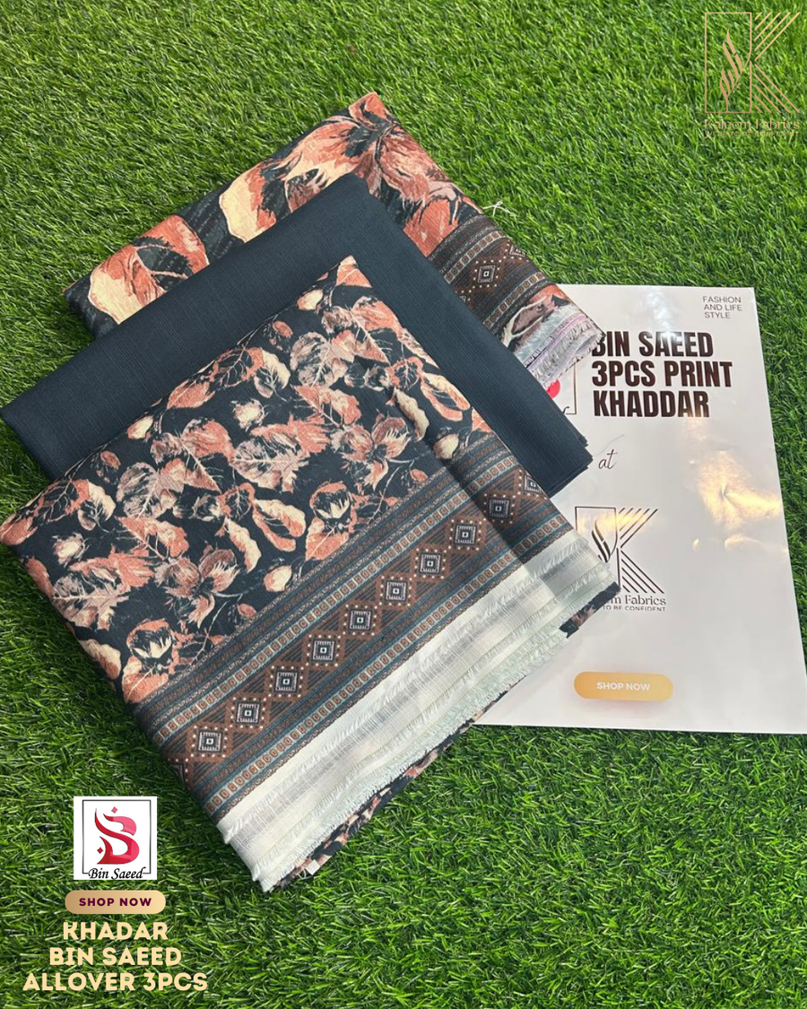 BIN SAEED PRINTED 3PCS KHADAR | DESIGN # 4