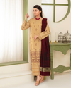 BATIK BRAND-3PC DHANAK EMBROIDERED SHIRT WITH KASHMIRI JACQUARD WOOL SHAWL | KF-1515