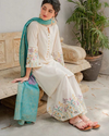 ASLING - 3PC DHANAK EMBROIDERED SHIRT WITH COUTURE WOOL PRINT SHAWL AND TROUSER-KF-3116