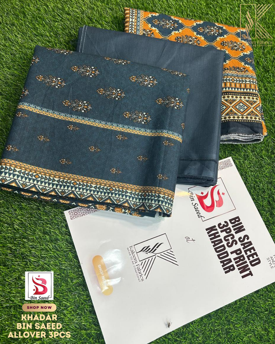 BIN SAEED PRINTED 3PCS KHADAR | DESIGN # 6