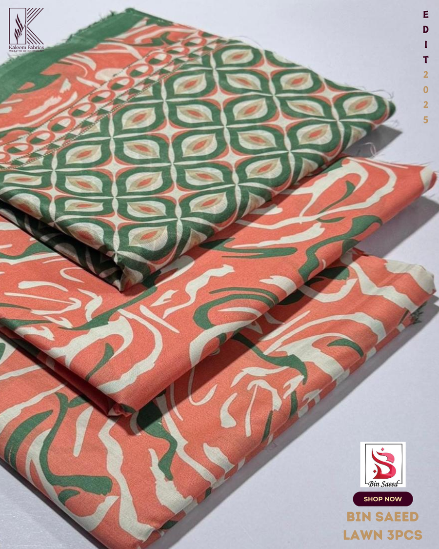 BIN SAEED PRINTED 3PCS LAWN | DESIGN # 41