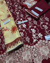 IMAGE-3PC LAWN EMBROIDERED SHIRT WITH MONARK PRINTED DUPATTA & TROUSER | KF-3598