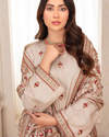 3PC DHANAK EMBROIDERED SHIRT WITH HEAVY CUTWORK EMBROIDERED DHANAK SHAWL AND TROUSER | KF-003