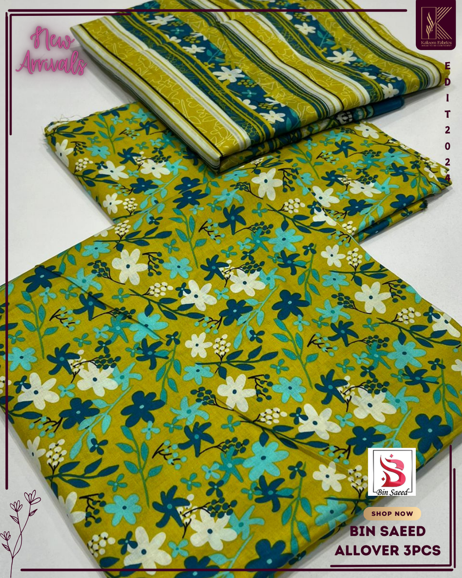 BIN SAEED PRINTED 3PCS LAWN | DESIGN # 20