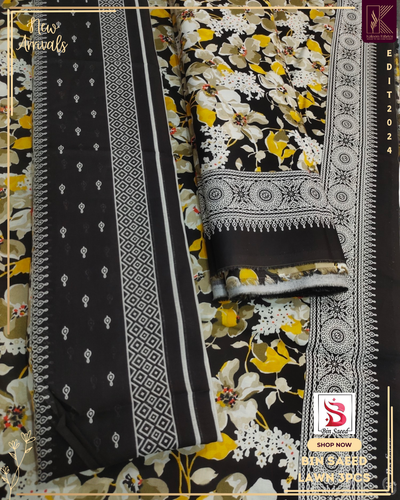 BIN SAEED PRINTED 3PCS LAWN | DESIGN # 2