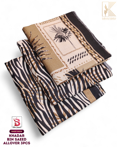 BIN SAEED PRINTED 3PCS KHADAR | DESIGN # 4