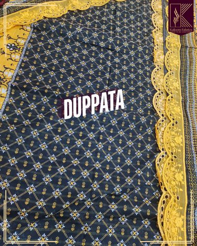 BIN YASEEN PRINTED WITH 4 BORDER EMB LACE DUPPATA | DESIGN NO. 6