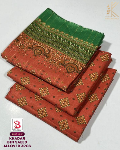 BIN SAEED PRINTED 3PCS KHADAR | DESIGN # 9